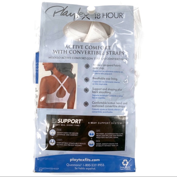 Playtex 18 Hour Active Comfort Wirefree Bra Sz 38B - Picture 3 of 3